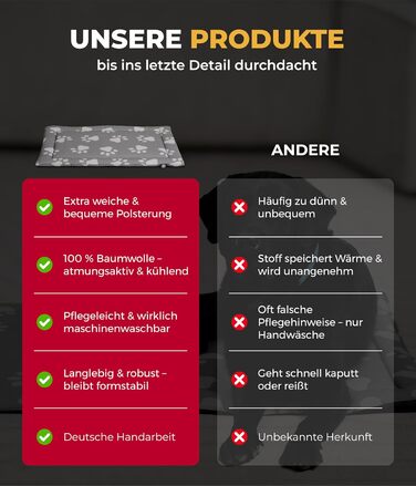 Літня собача ковдра HS-Hundebett® з бавовни з наповнювачем та антиковзким покриттям XS – М'яка собача ковдра для літа – Працює в пральній машині та довговічна – Легка літня ковдра для собак – Виготовлено в Німеччині (Лапа Антрацит, 95x135 см)