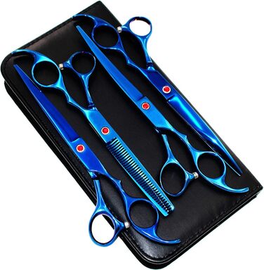 Професійний набір ножиць для грумінгу собак та котів, нержавіюча сталь, прямі, розріджуючі та вигнуті ножиці, гребінець, етиуль