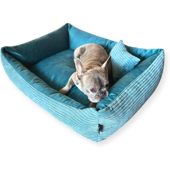 М'яке ліжко для собак 4L Textil Molly, корзина для собак, середні породи, 100x80 см, колір: бірюзовий