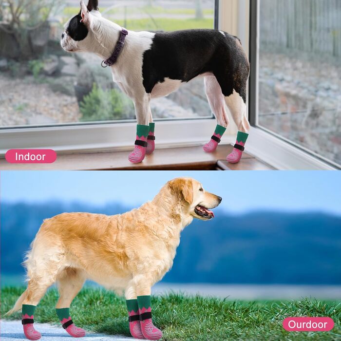 Шкарпетки для собак EXPAWLORER проти ковзання, захист лап, 6 шт. (Medium), полуниця