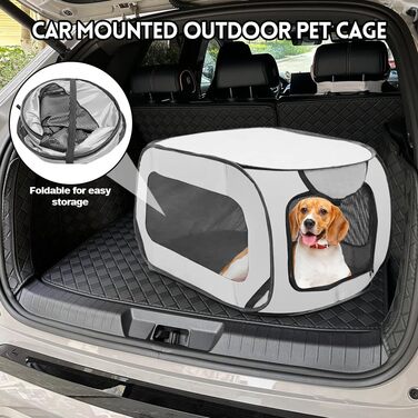 Складана переноска для собак 92x52x52 см з подвійними дверцятами - безпечна для подорожей на авто, з вентиляцією, Pop-Up, з оксфордської тканини, для собак/кішок до 30 кг (Зелена/Сіра)