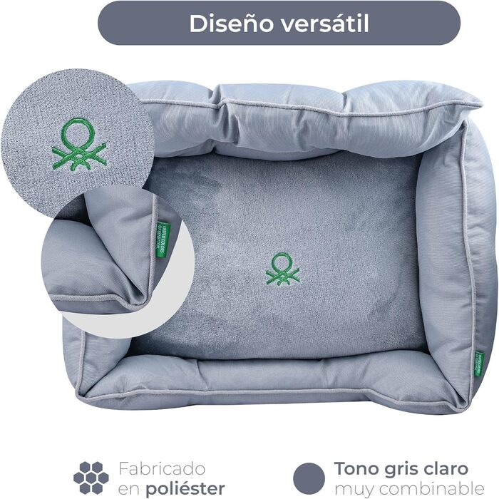 Benetton Hundebett для середніх собак, сірий, 90 см, ергономічне, з поліестеру, придатне для прання