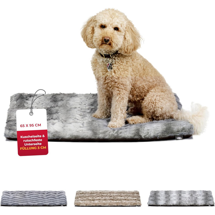 Килимок для собак HS-Hundebett® з підкладкою та антиковзаючою основою XS (45x65 см) – м'який та пральний – затишна ковдра для собак – Made in DE (Shadow, 65x95 см)
