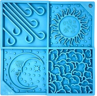 Leckmat SodaPup Bones eMat – довговічний годівник для тварин з безпечного гумового матеріалу, стимулює розум, запобігає переїдання, сприяє свіжому диханню, Sky eMat