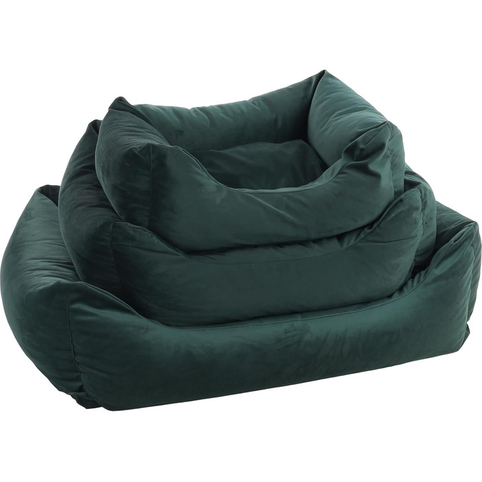 Лежанка для собак Flamingo Elena, зелена, прямокутна, 65x50x20 см, антислизька, миється, м'яка, люкс-дизайн