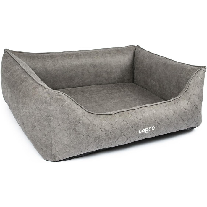 Ортопедичне ліжко для собак CopcoPet Hugo Velourlederoptik XXL (125 x 100 см) – вісколіжкова матрац для собак з знімним чохлом – неслизьке та легке у догляді – для великих собак, для здоров'я суглобів та стабільне