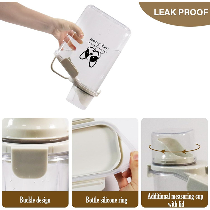 Контейнер для корму для собак 2.8L, герметичний, з BPA-вільного пластику, прозорий, зелений (1391-Dog)