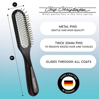 Професійна розплутуюча щітка для собак Chris Christensen Ice Slip 20 мм з закругленими зубцями для видалення ковтунів та сплутаної шерсті