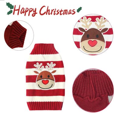 Пуловер для собак на Різдво: теплий в'язаний пуловер з візерунком оленя для собак та цуценят. Ідеальний костюм для святкування Різдва та подарунок для вашого улюбленця