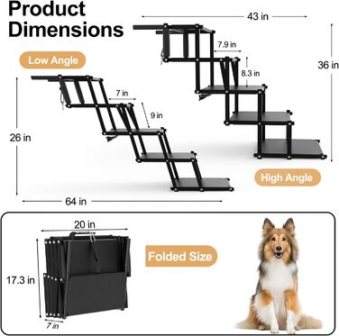 Складана драбина для собак у машину, SUV, вантажівка - Легка рамка для домашніх тварин для великих собак з антиковзкою поверхнею