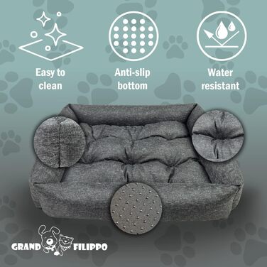 Лежанка для собак водонепроникна - лежанки для маленьких та великих собак - лежанка для собак з неслизьким дном - собачий кошик, лежанка 120x90x20 чорне лляне полотно