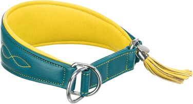 TRIXIE Active Komfort нашийник для хортів S–M, 33–42 см, 60 мм, бірюзово-жовтий, екстра широкий, підкладка, захист горла, для малих і середніх собак