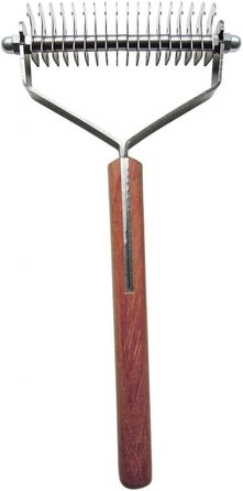 Гребінь для догляду за шерстю Mars Coat King Double Wide Dematting (18 клинців) - для собак та котів з густим хутром, з нержавіючої сталі з дерев'яною ручкою