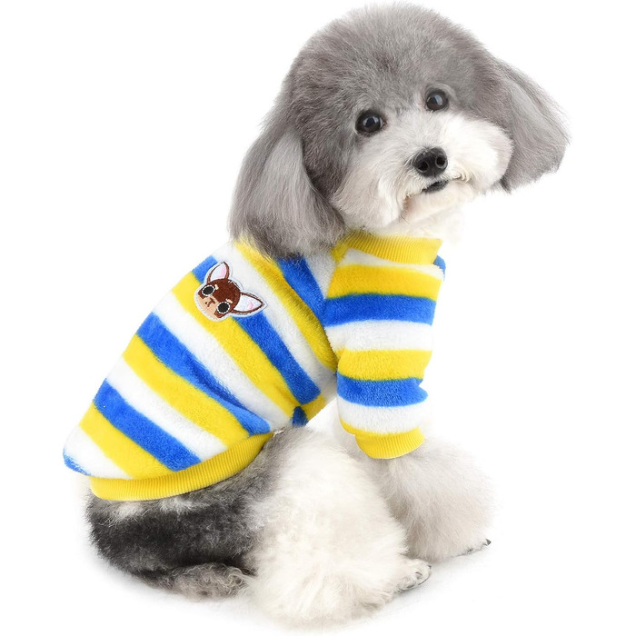 Теплий зимовий пуловер для собак ZUNEA з флісу. Підходить для чихуахуа, котів та інших дрібних порід. Колір: блакитний. Розмір: L (XL)