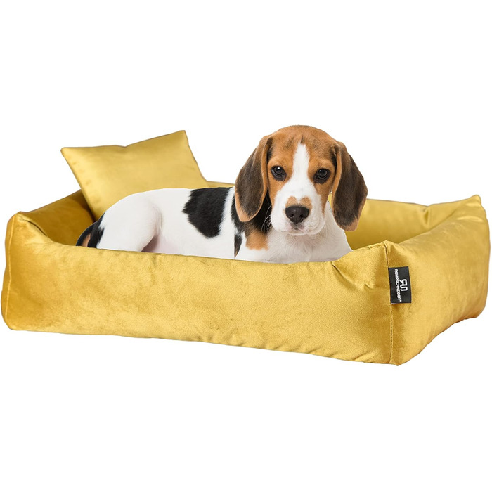 М'яке та зручне ліжко для собак Roé - ліжко-печеринка для маленьких собак, включає пакетики для збору відходів (M, гірчичний)