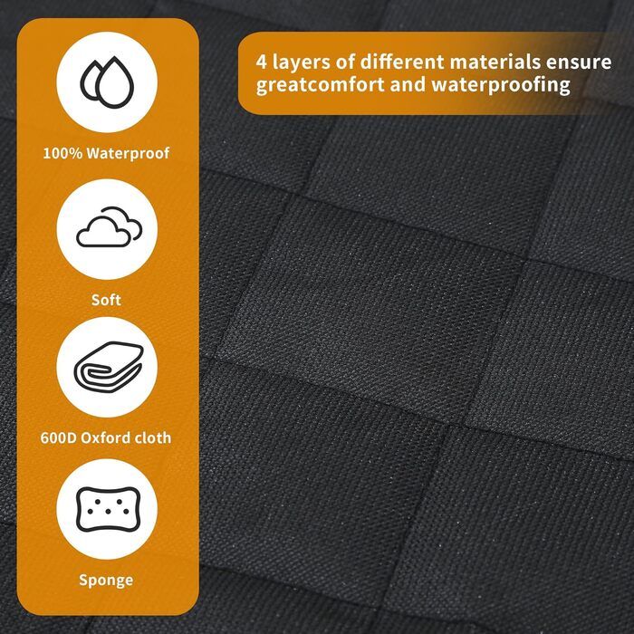 Захист для заднього сидіння автомобіля для собак, водовідштовхувальний, неслизький, з боковинами та оглядовим вікном, 137 x 147 см