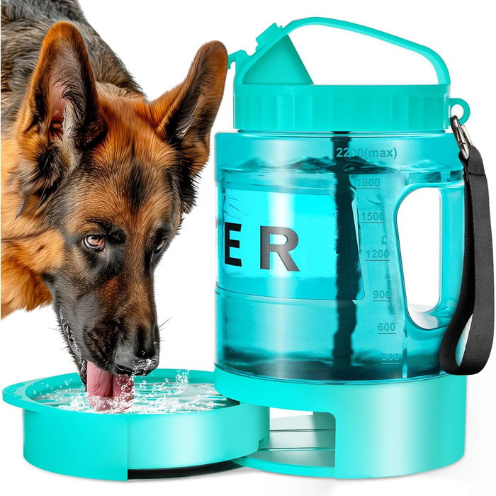 Турбопляшка для собак Lesotc 2200 мл: велика, портативна, для подорожей та кемпінгу (м'ятний)