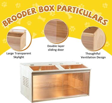 Короб для вирощування курчат Kükenaufzuchtbox з сосни, клітка для перепелів з подвійними дверцятами та лампою з підігрівом