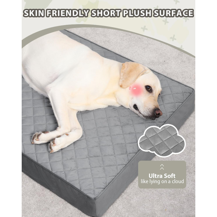 Ортопедичне ліжко для собак великих порід, вологостійке, знімний, пральний чохол та неслизьке дно, стеганий матрац для переноски, 119 x 73 см, темно-сірий колір