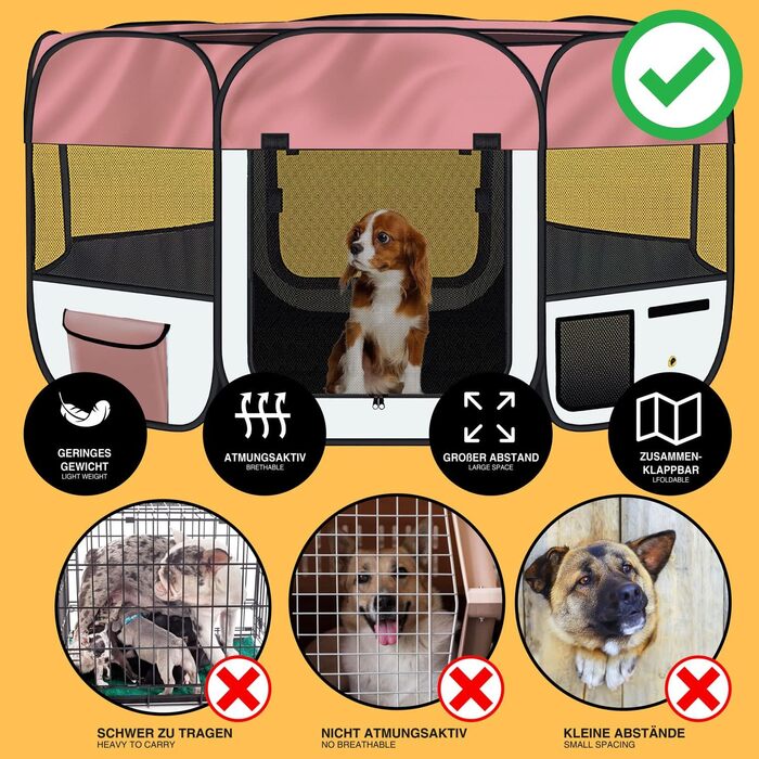 Вольєр для цуценят і дрібних тварин XXL All Pets United, для дому та вулиці, рожевий