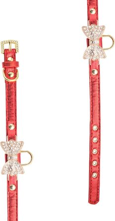 Шкіряне нашийник Lovpe з кільцем для маленьких собак/котів, регульований, розмір XS, рожевий (S, червоний)