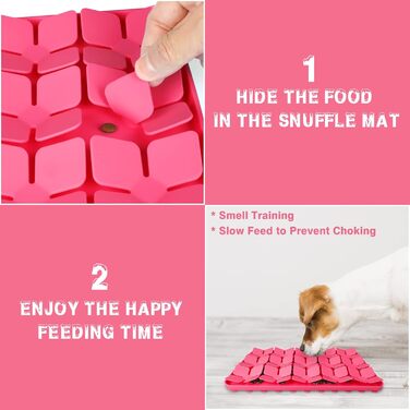 Інтерактивна килимок для собак, 2 шт. з силікону, для тренування нюху та повільного годування, рожевий + блакитний, розмір M-8'X13'