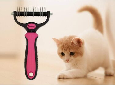 Буршлюк для собак та котів з середньою та довгою шерстю: вичісування підшерстка та розплутування - рожевий