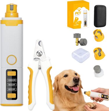 Набір для догляду за кігтями собак Premium, електричний точило з 3 рівнями швидкості, з ножицями для кігтів, безпечний та безстресовий догляд за улюбленцем (1 шт.)