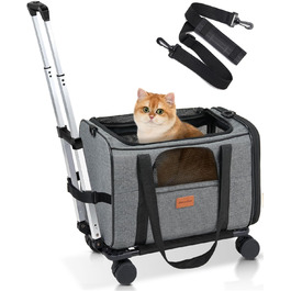 Трансформер для котів та собак Morpilot з колесами, сірий. Сумка-переноска для тварин, схвалена авіакомпаніями, для маленьких собак, великих котів, цуценят. Розміри: 43 x 28 x 28 см