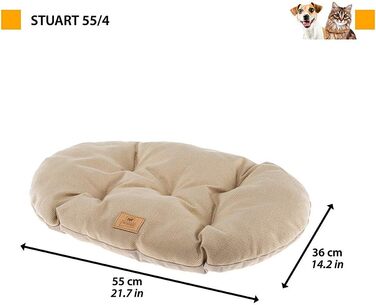 Ліжко для собак та котів Ferplast, м'яке, 55 x 41 x 15 см, блакитне, тканина Tweed, легко миється