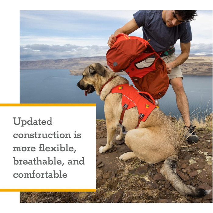 RUFFWEAR Palisades рюкзак для собак середній, червоний, туристичний рюкзак-сумка з сідельними кишенями, для походів і кемпінгу