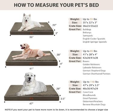 Ортопедичне собаче ліжко WNPETHOME, середнього розміру, водонепроникне, знімний та пральний чохол, антиковзаюча підкладка, багатонитковий стежок, для клітки (темно-зелене, 88,9 x 55,9 x 7,6 см)