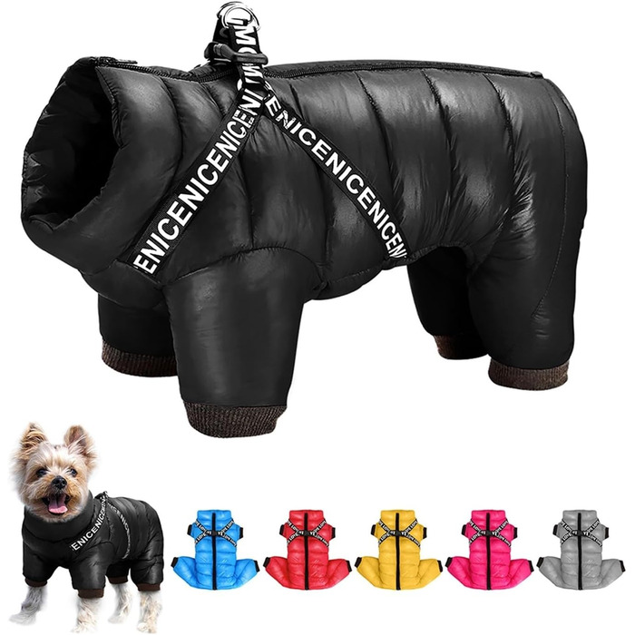 Зимовий теплий куртка для собак, водонепроникний, для Французького бульдога, Чихуахуа (чорний, блакитний, розмір 10)