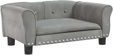 М'яке ліжко для собак та котів з велюру, 70x45x30 см, сірий колір