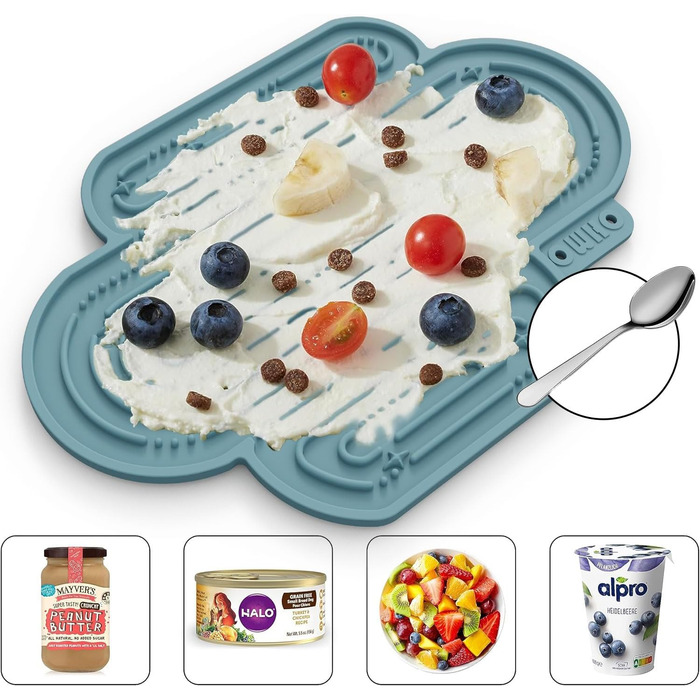 Лежанка-іграшка для собак OHMO Schleckmatte, 2 шт. (Коррал & Вишневий) - для цуценят, котів, зняття тривоги, повільне годування, силікон 18x25.5 см