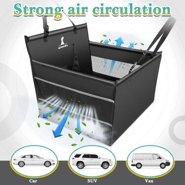 Автокрісло для собак маленьких та середніх порід, чорне, 50x50x47 см, HW00654