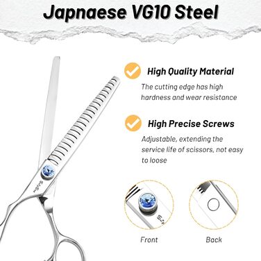 Професійна ножиця для грумінгу собак та котів з нержавіючої сталі VG10, 18 зубців, кут нахилу 30°, безпечна тупа кінчик