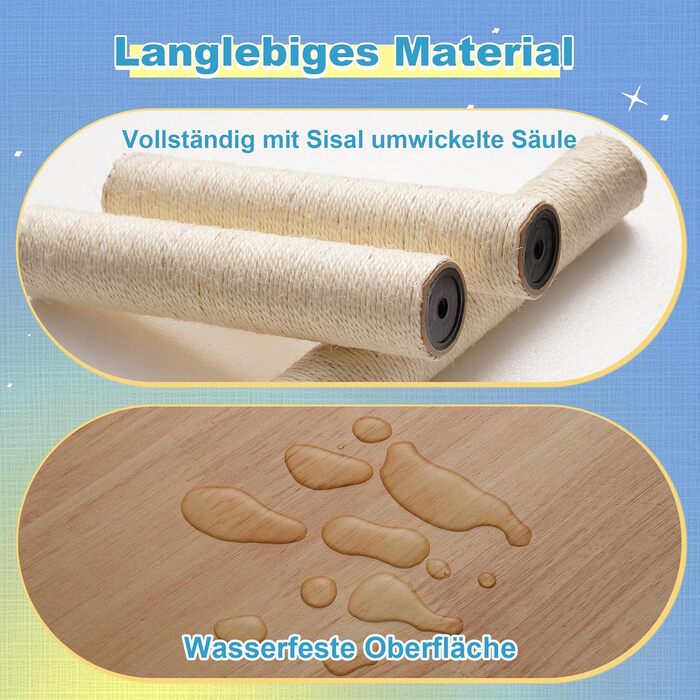 Дерев'яний кігтеточки Hey-brother Holz Kratzbaum 184 см для великих котів, багатоярусний, зі стійкою платформою, кошиком, будиночком, щіткою та драбиною, Noyer EMPJ121WB