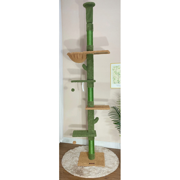 Стельовий дряпак для котів: високий стовпчик-дряпалка з лежаком