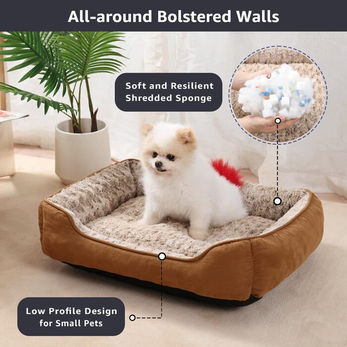 Крісло-ліжко для собак, миється, м'який плюш, заспокоююче, анти-тривожне, прямокутне, з неслизьким дном, 75 x 55 см, сірий (xs, коричневий)