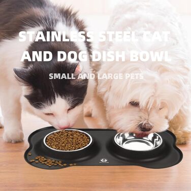 Набір мисок для тварин PET'S HUB з силіконовим килимком (Чорний, Маленький)