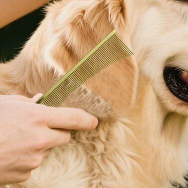 Гребінець для собак від ковтунів, щітка для догляду за шерстю | Також підходить для котів. Інструмент для видалення ковтунів, для цуценят, довгошерстих порід, щоденний догляд, після купання (золотий)