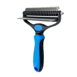 Професійна щітка для підшерстка собак та котів, безболісний догляд, видаляє пух, ковтуни, ідеальна для коротко- та довгошерстих порід (блакитна)