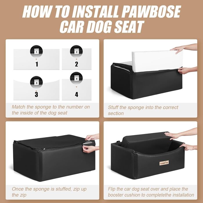 Автокрісло для собак, переноска для собак великих порід (до 25 кг) з ременем безпеки, водонепроникне автоліжко для тварин