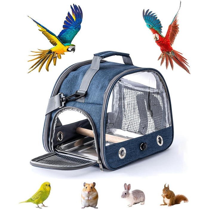 Переносна клітка для птахів Glenmi з підставкою та легкою у чищенні підсіткою, для подорожей, папуг та щуряків (Синій)