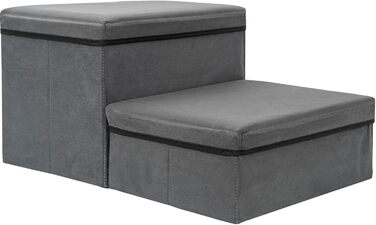 Сходинки для собак зі зберіганням, 2 сходинки, складані, широкі, антиковзні, для собак та котів, сірий, 60×40×30 см