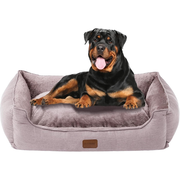 Ортопедичне ліжко для собак OUPEIWAWA, XL, хакі: м'яке, з високим бортиком, знімний чохол, антиковзаюче, для дому та авто