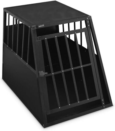 Алюмінієва переносна клітка для собак Defacto - переносна коробка для собак, автобокс, клітка для подорожей (M, 59x69x50 см, чорний)