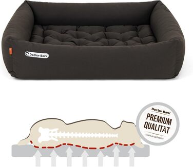 Ортопедичне собаче ліжко Doctor Bark - миється до 95°C, гігієнічне, без запаху, для середніх собак, з м'якою підстилкою (L - 90x80 см, коричневе)