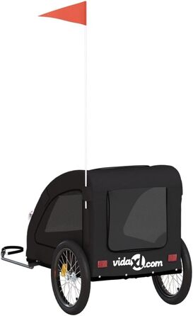 Причіп для велосипеда, переноска для собак, чорний, Oxford-тканина та метал, 93968